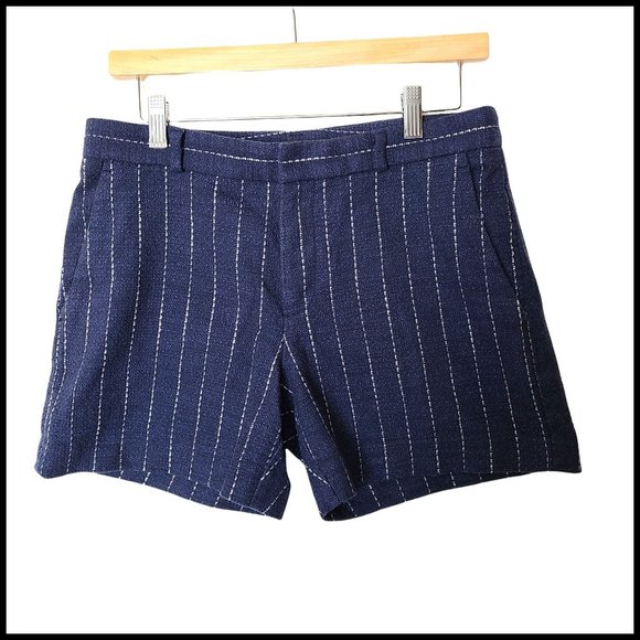Banana Republic Blue Pinstripe Shorts Pockets size 4 Nautical - Picture 1 of 7